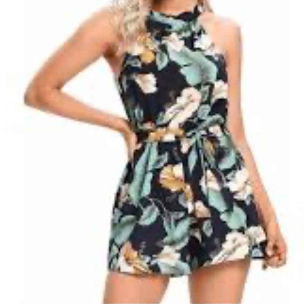 SHEIN Self Tie Keyhole Halterneck Tropical  Size L